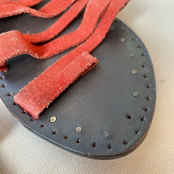 Free‎ People Sunever Suede Gladiator Sandal in Red Size 10 - Picture 6 of 10